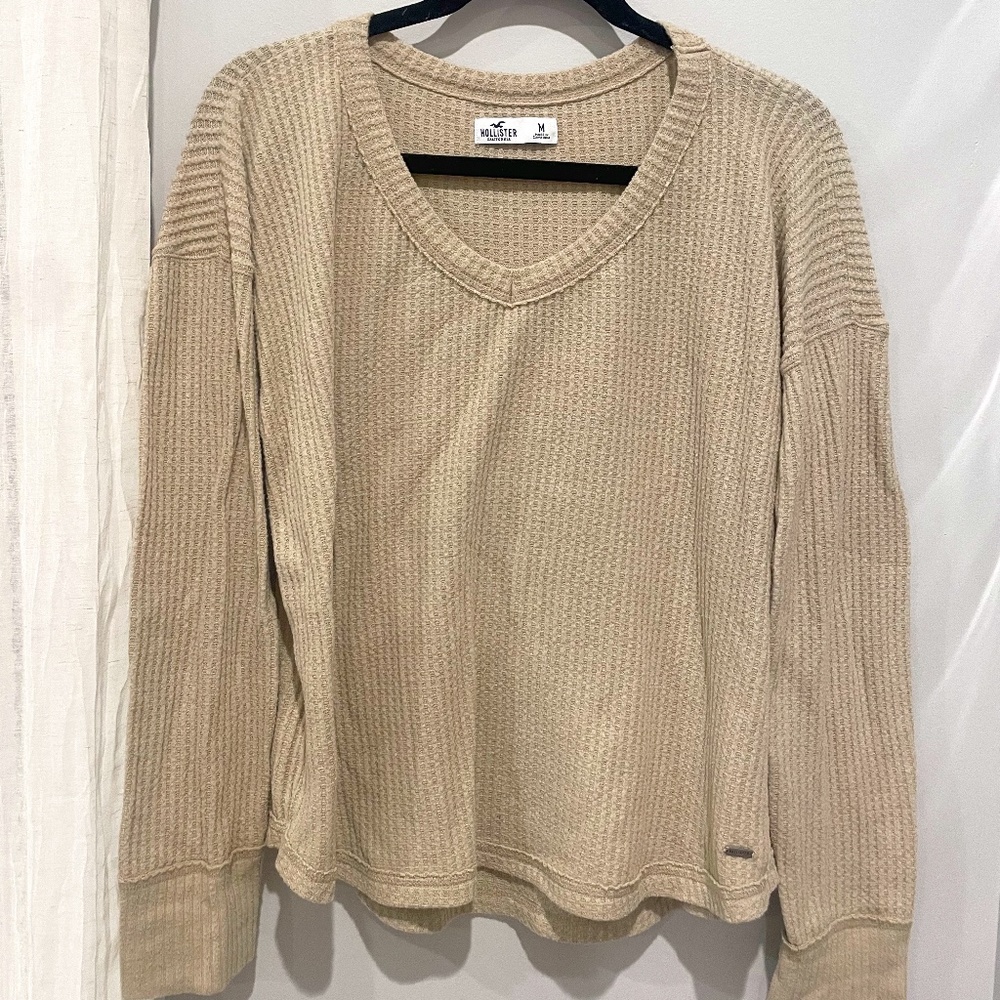 Tan Waffle V-Neck Shirt